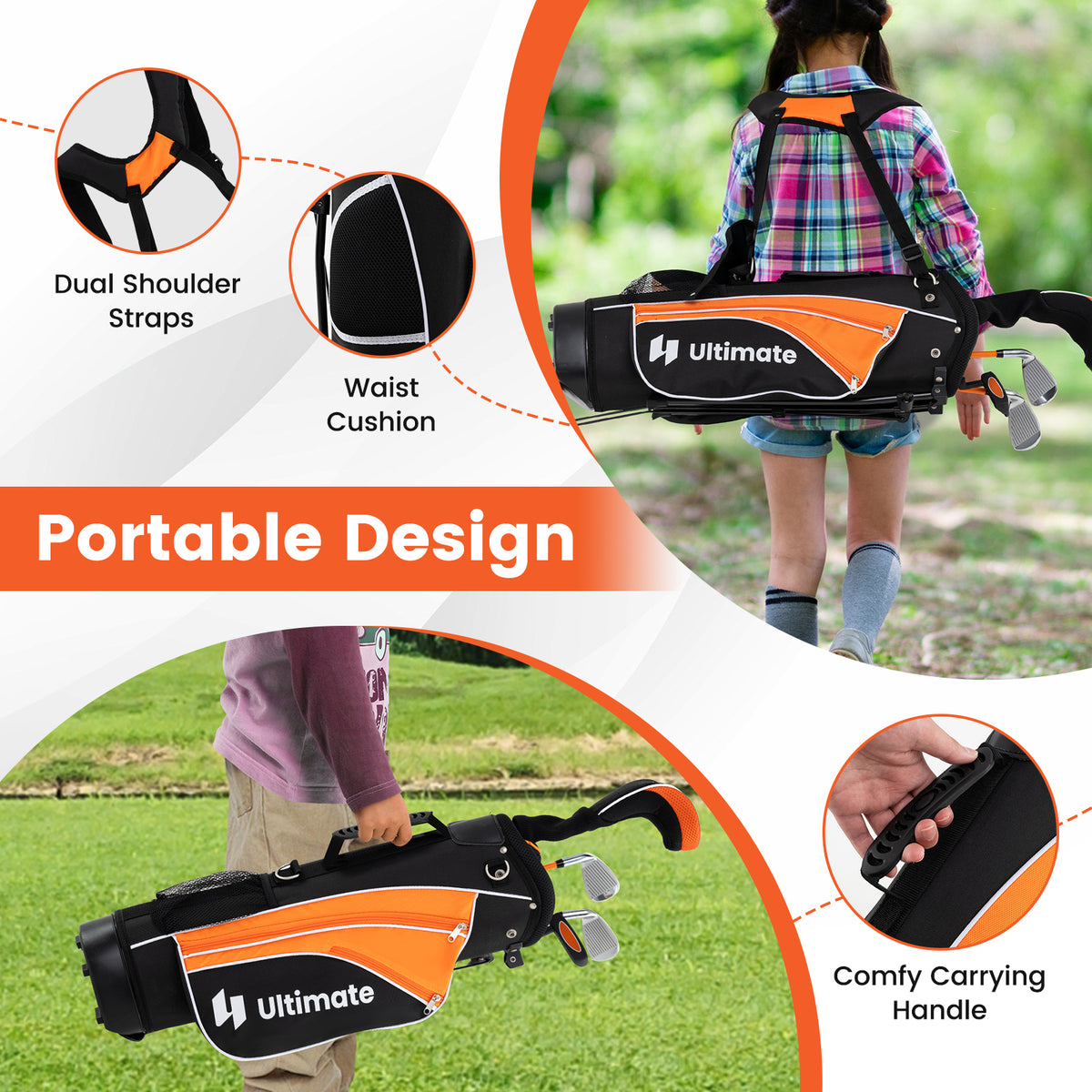 Kids Complete Golf Clubs Set, Right Handed Golf Club Set for Boys & Girls Aged 8-10 Years