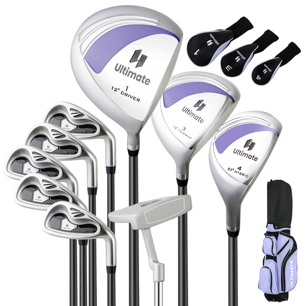 Complete Golf Clubs Package Set 10 Pieces, Includes 460cc Alloy Driver