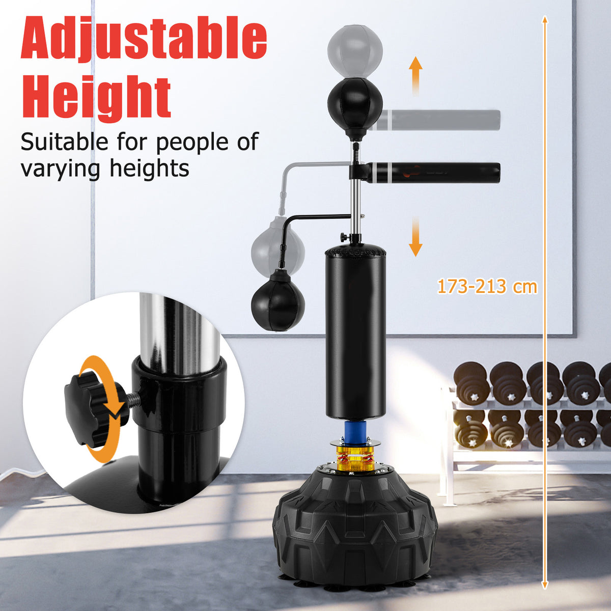 Boxing Speed Trainwe Boxing Speed Trainer, Freestanding 360°Spinning Bar w/ Dual Boxing Spe ...