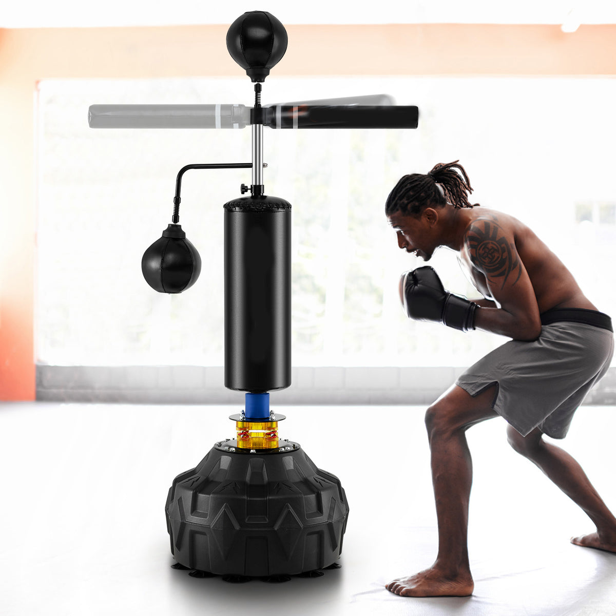 Boxing Speed Trainer, Freestanding 360°Spinning Bar w/ Dual Boxing Speed Balls