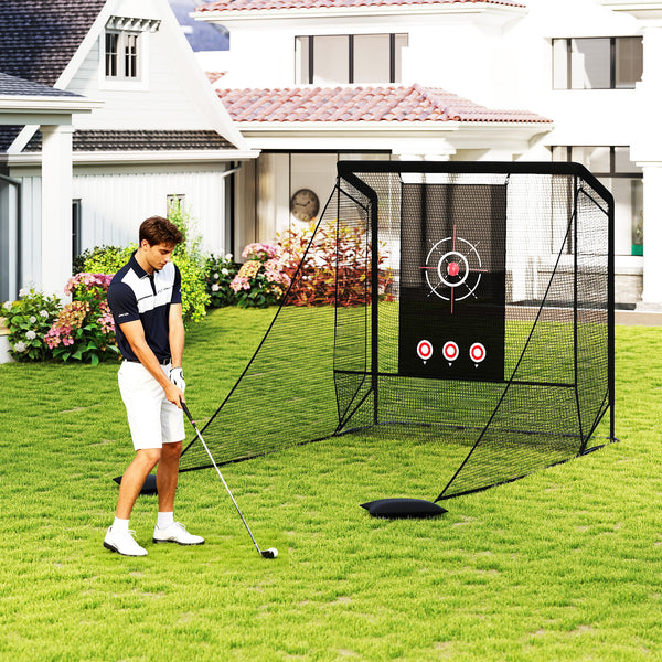 Golf Practice Hitting Net with Dual Side Barriers and Target Cloth