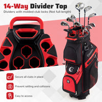 Golf Cart Bag, Molded Lock Top Golf Bag w/14-Way Dividers