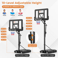 Basketball Hoop Stand 8-10FT/2.45-3.05m（Floor to Ring）Height Adjustable Basketball Hoop System w/ 44" Backboard