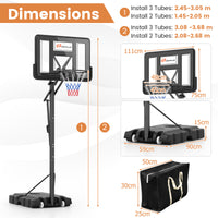 Basketball Hoop Stand 8-10FT/2.45-3.05m（Floor to Ring）Height Adjustable Basketball Hoop System w/ 44" Backboard