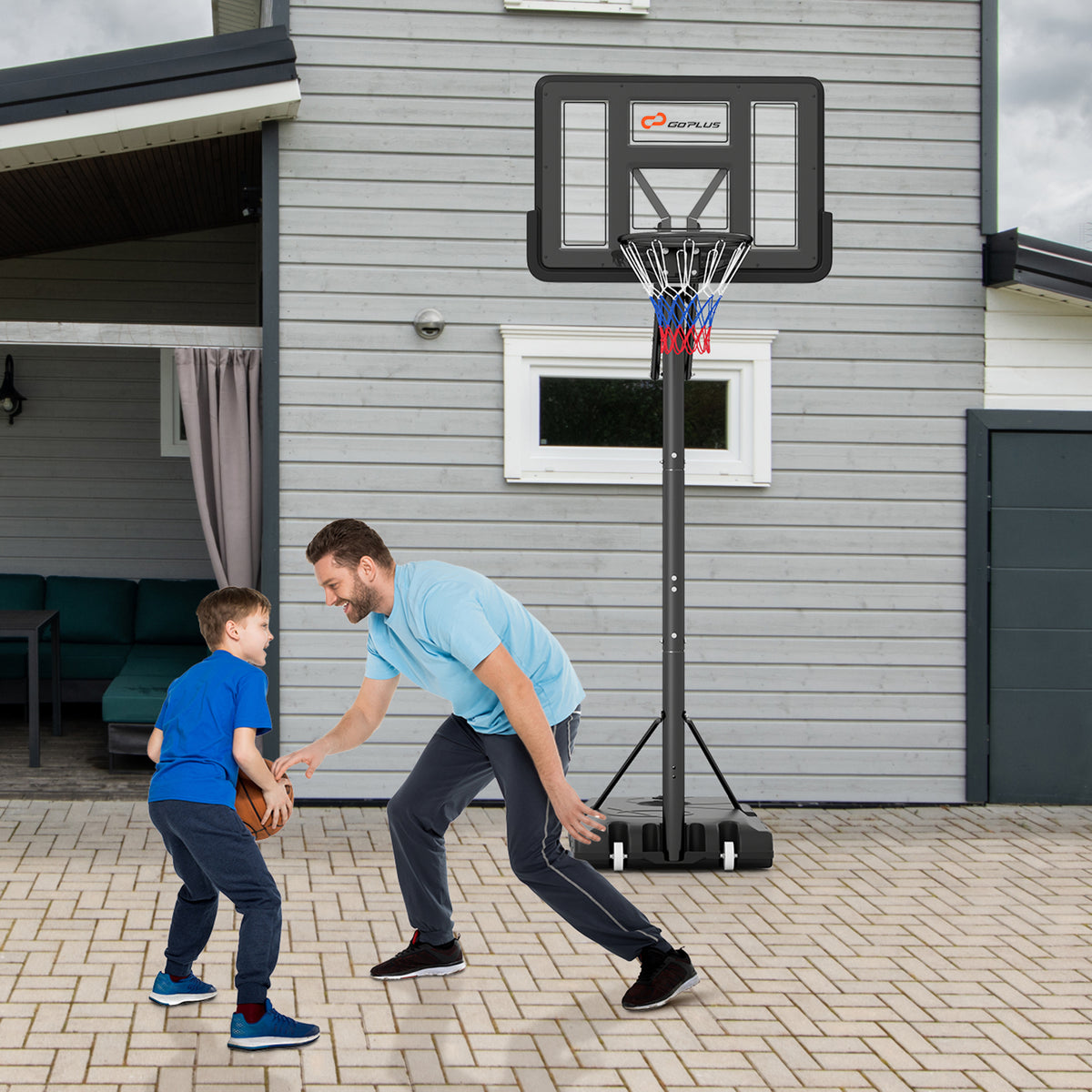 Basketball Hoop Stand 8-10FT/2.45-3.05m（Floor to Ring）Height Adjustable Basketball Hoop System w/ 44" Backboard