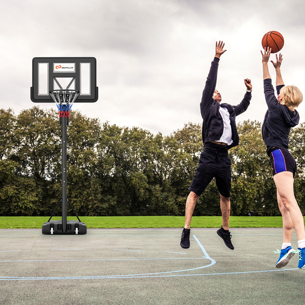 Basketball Hoop Stand 8-10FT/2.45-3.05m（Floor to Ring）Height Adjustable Basketball Hoop System w/ 44" Backboard