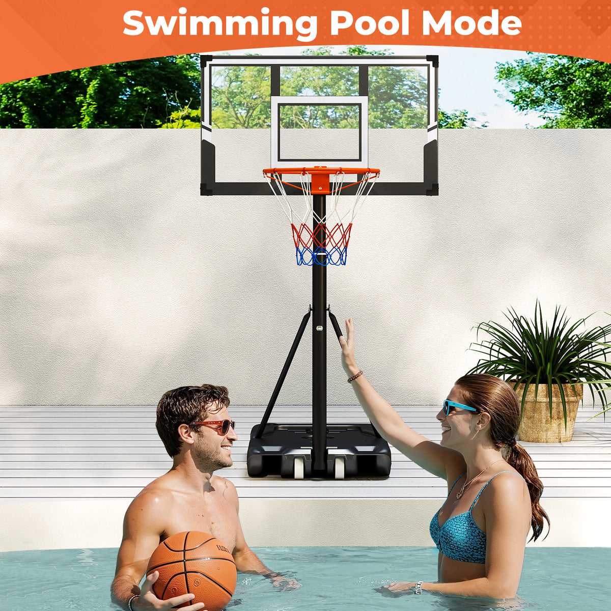 Portable Basketball Hoop Outdoor, 1m-3.05 m Height Adjustable Basketball Goal System