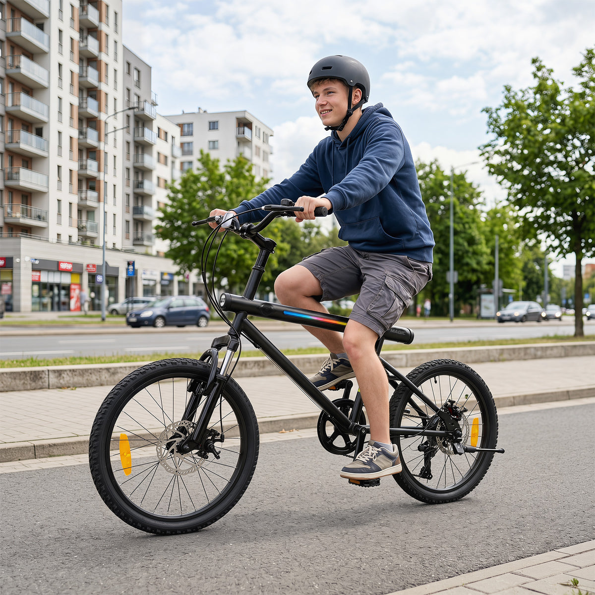 6-Speed Commuter Bicycle with Stereo Speakers and 2 Disc Brakes