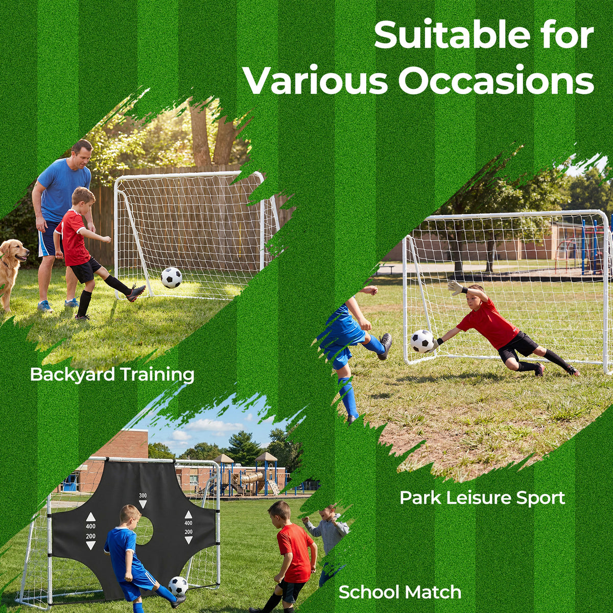 Soccer Goal Set 2-in-1 Football Net with Removable Target Cloth
