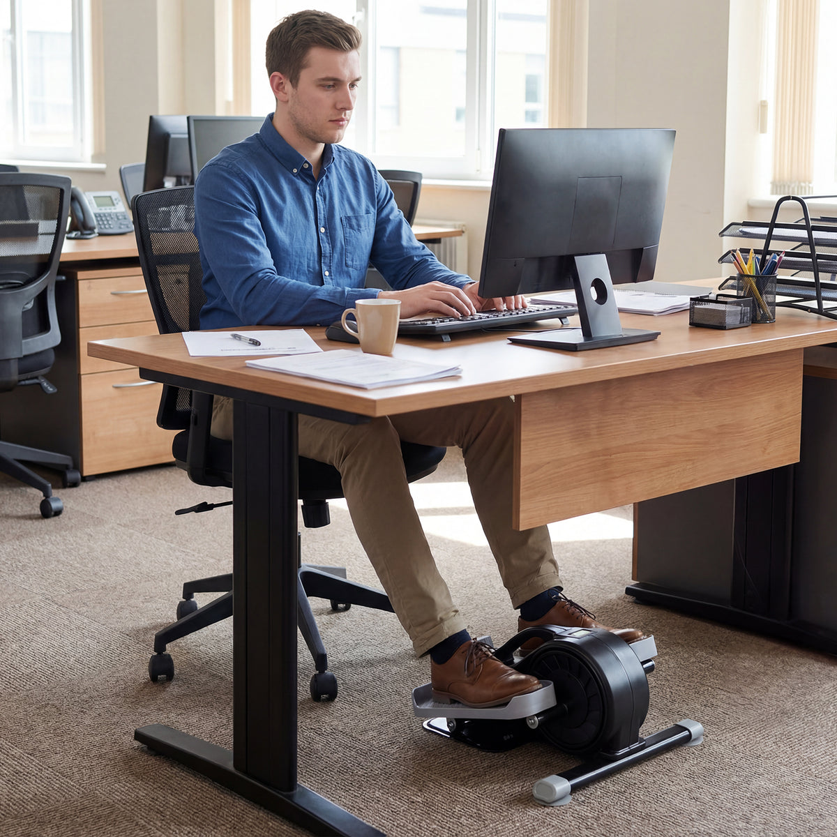Under Desk Elliptical Pedal Exerciser with Forward and Reverse Direction for Home Office