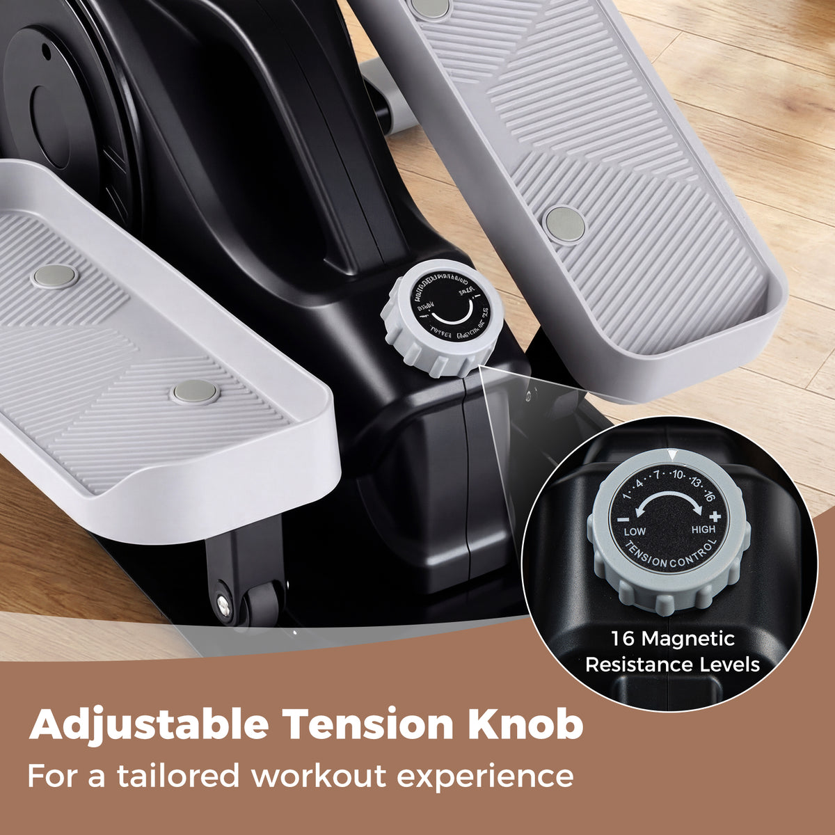 Under Desk Elliptical Pedal Exerciser with Forward and Reverse Direction for Home Office