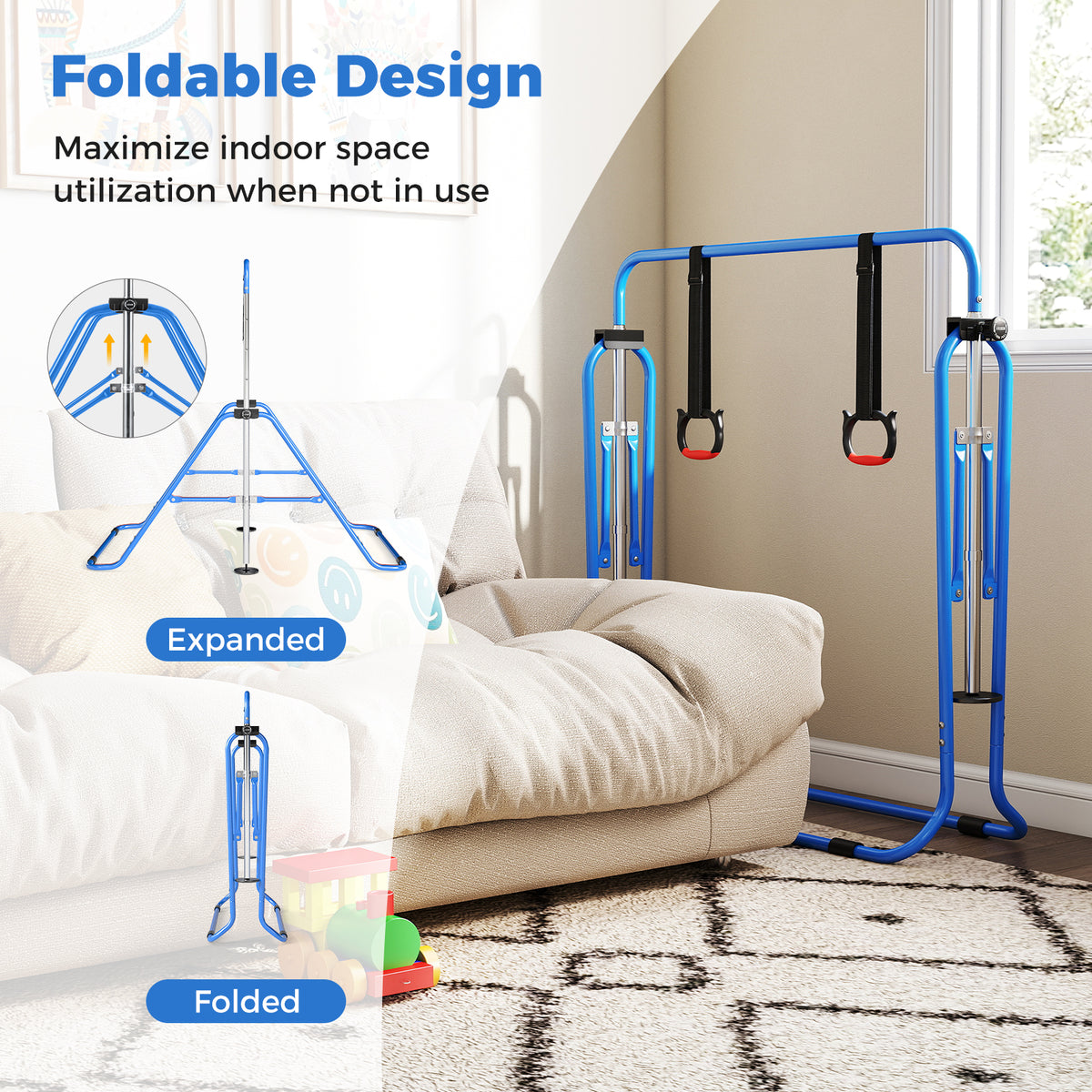 Expandable Gymnastic Bar for Kids, 4-Level Height Adjustable Gymnastic Horizontal Bar