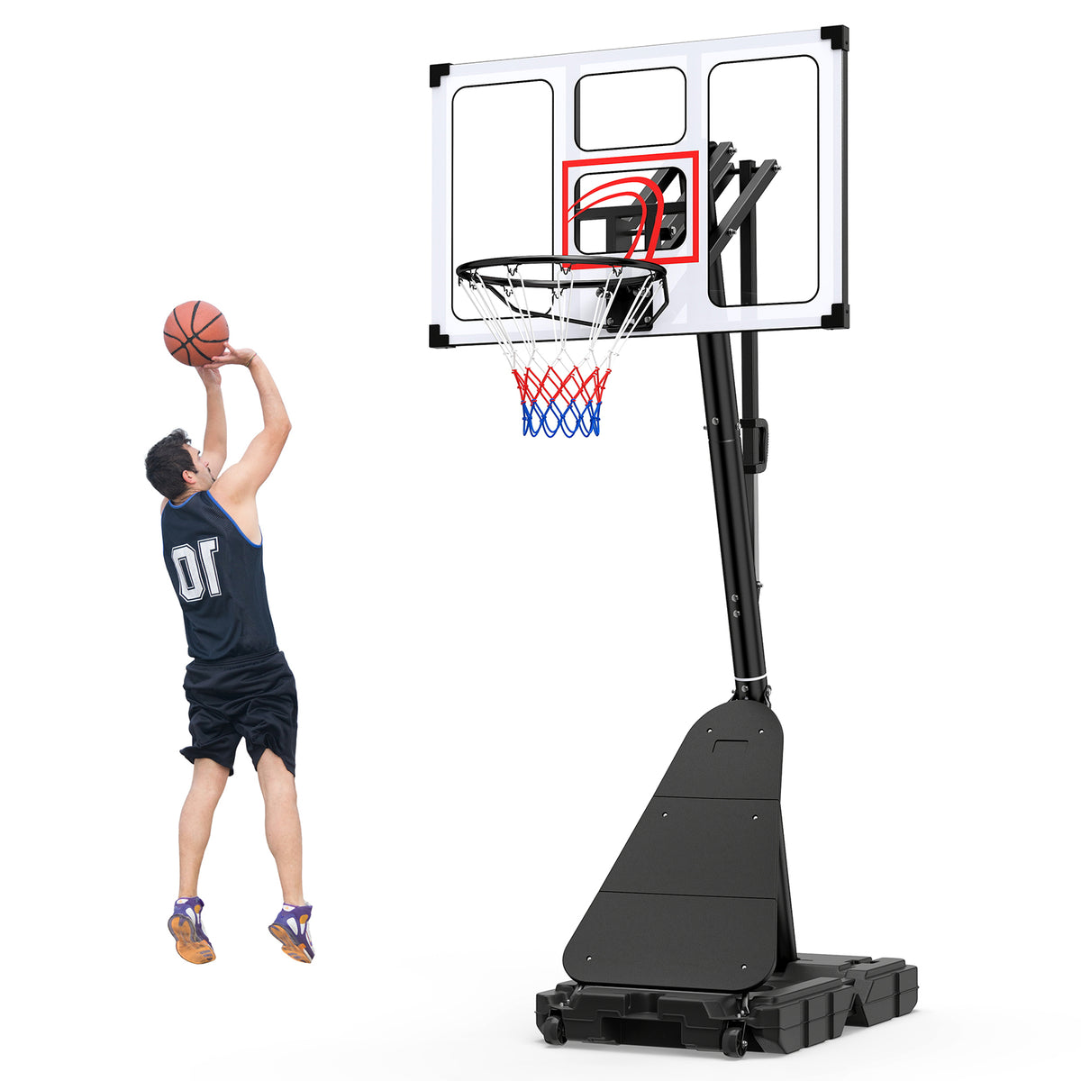 Portable Basketball Hoop Outdoor 150-305 cm 10 Levels Adjustable Basketball Goal System