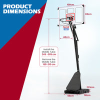 Portable Basketball Hoop Outdoor 150-305 cm 10 Levels Adjustable Basketball Goal System