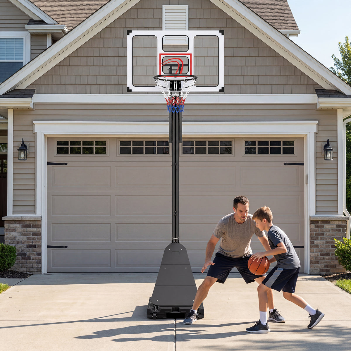 Portable Basketball Hoop Outdoor 150-305 cm 10 Levels Adjustable Basketball Goal System
