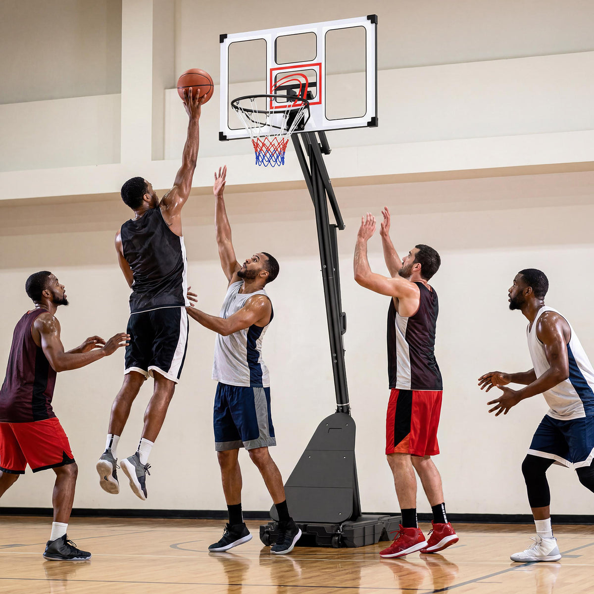 Portable Basketball Hoop Outdoor 150-305 cm 10 Levels Adjustable Basketball Goal System
