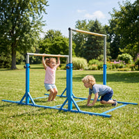 Double Horizontal Bars for Kids, 8 FT Junior Gymnastic Parallel Bars with 13-Level 33”-57” Adjustable Heights