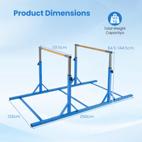 Double Horizontal Bars for Kids, 8 FT Junior Gymnastic Parallel Bars with 13-Level 33”-57” Adjustable Heights