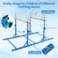 Double Horizontal Bars for Kids, 8 FT Junior Gymnastic Parallel Bars with 13-Level 33”-57” Adjustable Heights