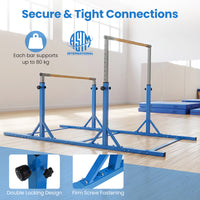 Double Horizontal Bars for Kids, 8 FT Junior Gymnastic Parallel Bars with 13-Level 33”-57” Adjustable Heights