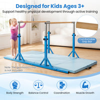 Double Horizontal Bars for Kids, 8 FT Junior Gymnastic Parallel Bars with 13-Level 33”-57” Adjustable Heights