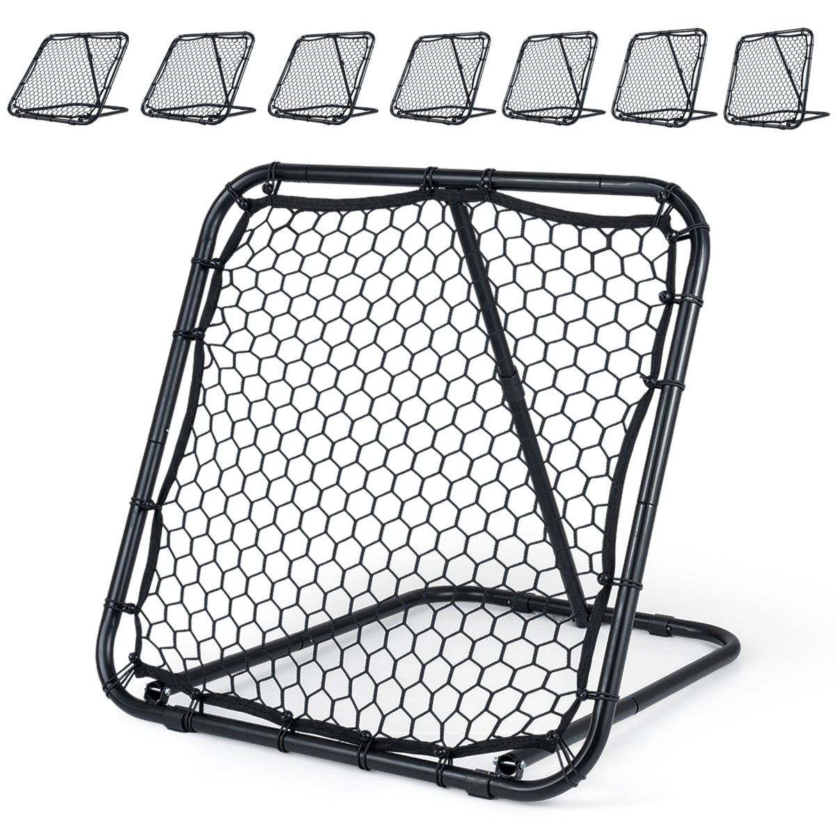 Football Rebounder with 7 Adjustable Angles and 4 Ground Stakes