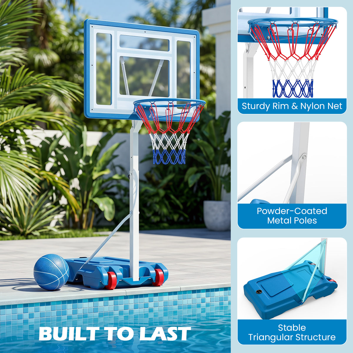 Pool Basketball Hoop with 82cm Shatterproof Backboard
