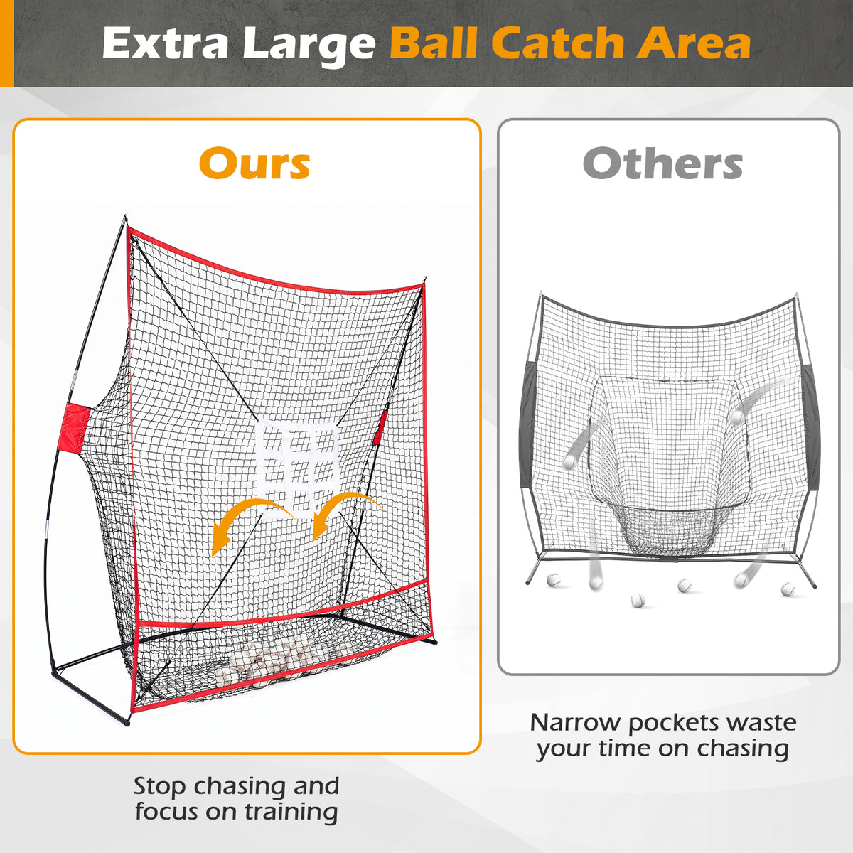 7x7.4FT Exatra Large Baseball Practice Net, Softball Pitching Net