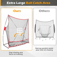 7x7.4FT Exatra Large Baseball Practice Net, Softball Pitching Net