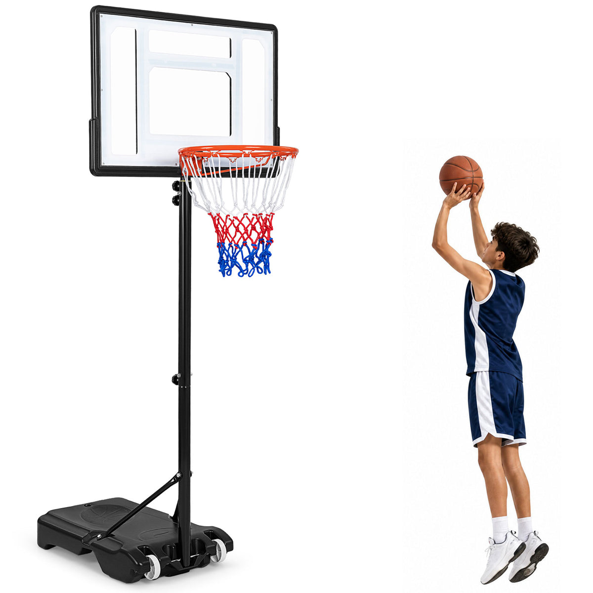 Basketball Hoop Outdoor 2.15-2.6M Height Adjustable