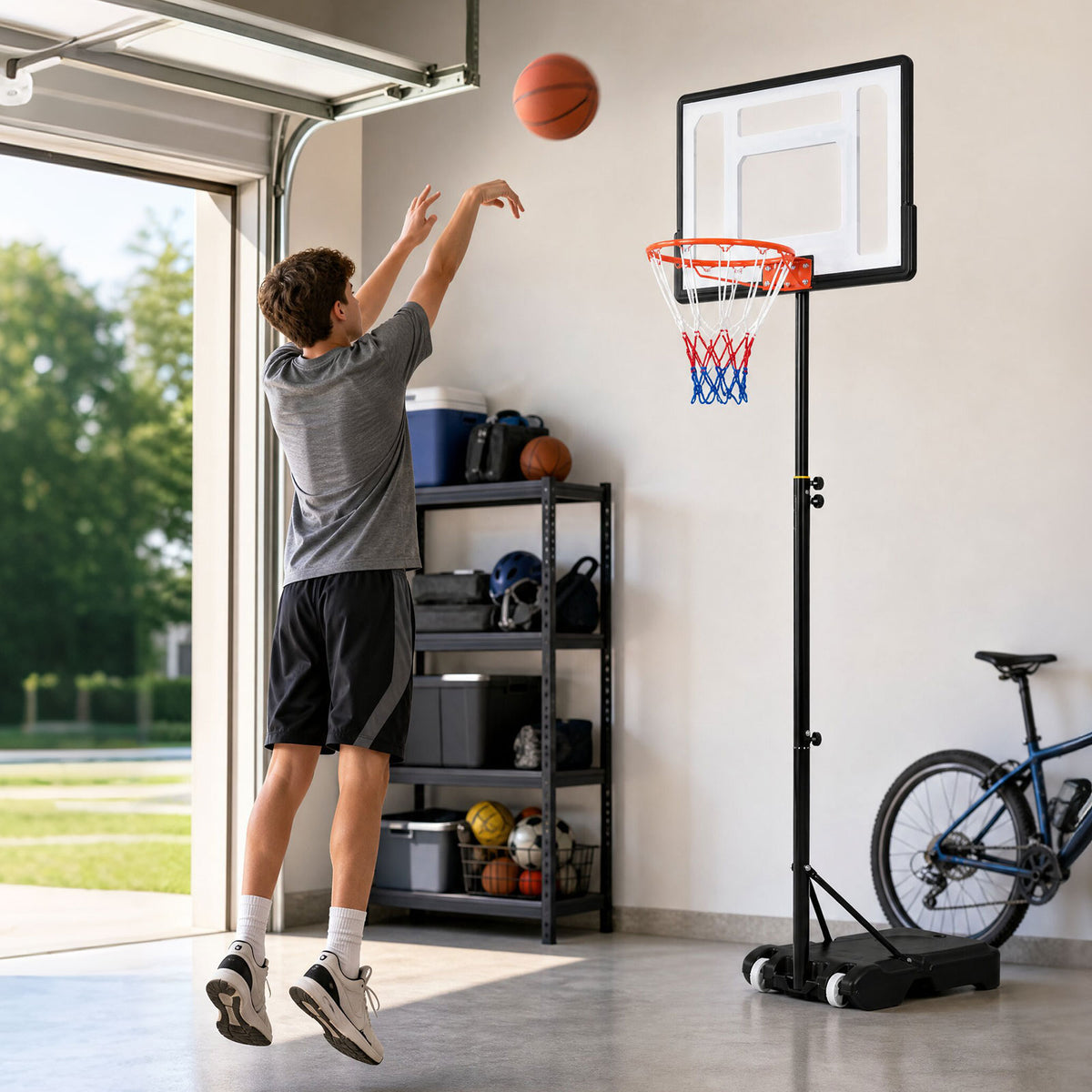 Basketball Hoop Outdoor 2.15-2.6M Height Adjustable