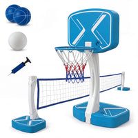 2-in-1 Pool Basketball Hoop & Pool Volleyball Net, Swimming Pool Toys