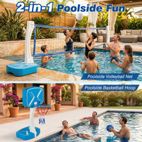 2-in-1 Pool Basketball Hoop & Pool Volleyball Net, Swimming Pool Toys