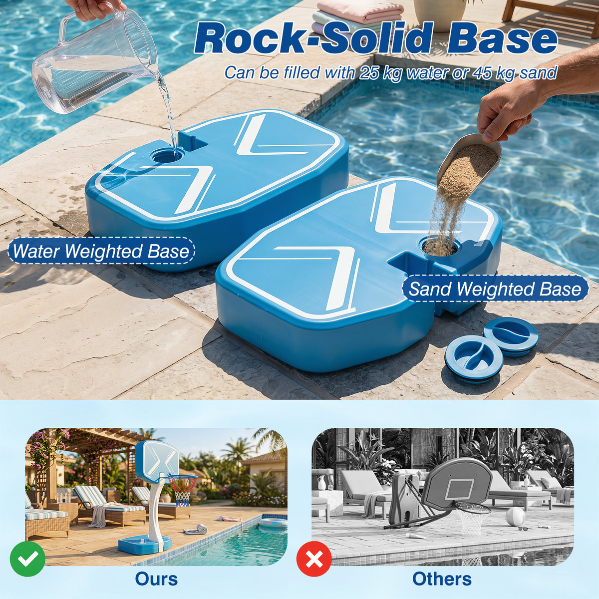 2-in-1 Pool Basketball Hoop & Pool Volleyball Net, Swimming Pool Toys