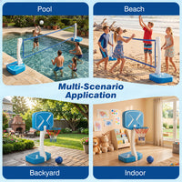 2-in-1 Pool Basketball Hoop & Pool Volleyball Net, Swimming Pool Toys