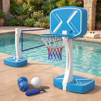 2-in-1 Pool Basketball Hoop & Pool Volleyball Net, Swimming Pool Toys