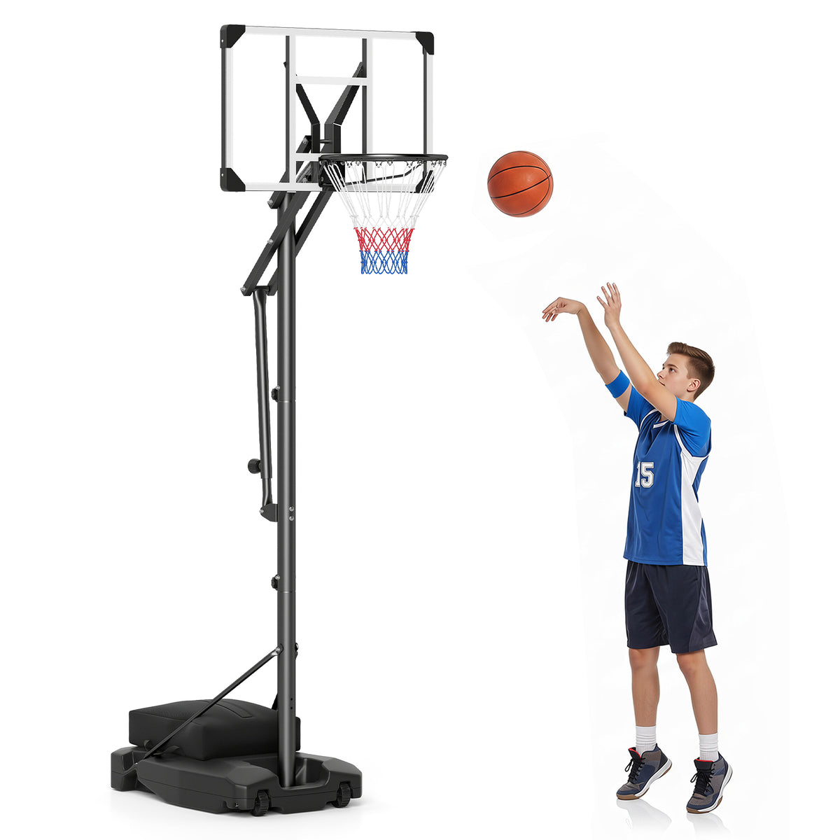Basketball Hoop Outdoor 131-263 cm Rim Height Adjustable