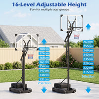 Basketball Hoop Outdoor 131-263 cm Rim Height Adjustable