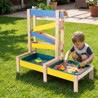 Sand and Water Table for Toddlers with 2 Basins Plant Pots and Sailboat
