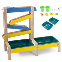Sand and Water Table for Toddlers with 2 Basins Plant Pots and Sailboat