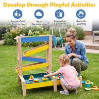 Sand and Water Table for Toddlers with 2 Basins Plant Pots and Sailboat