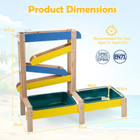 Sand and Water Table for Toddlers with 2 Basins Plant Pots and Sailboat