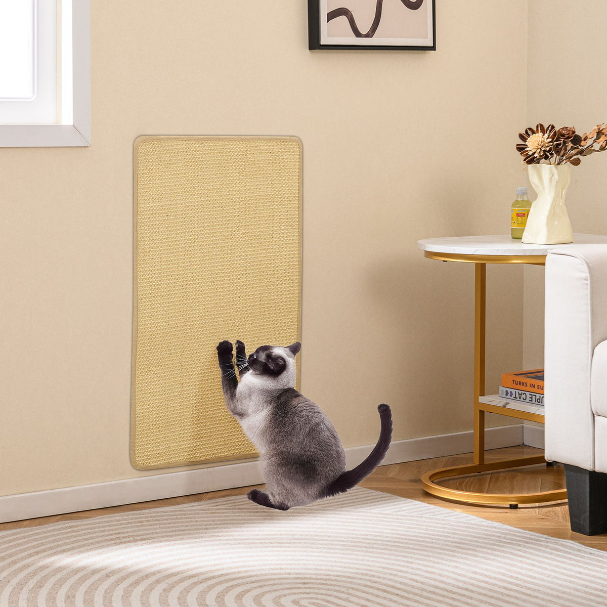 2-Piece Cat Scratcher Mat Set with Adhesive Hook Loop Tapes