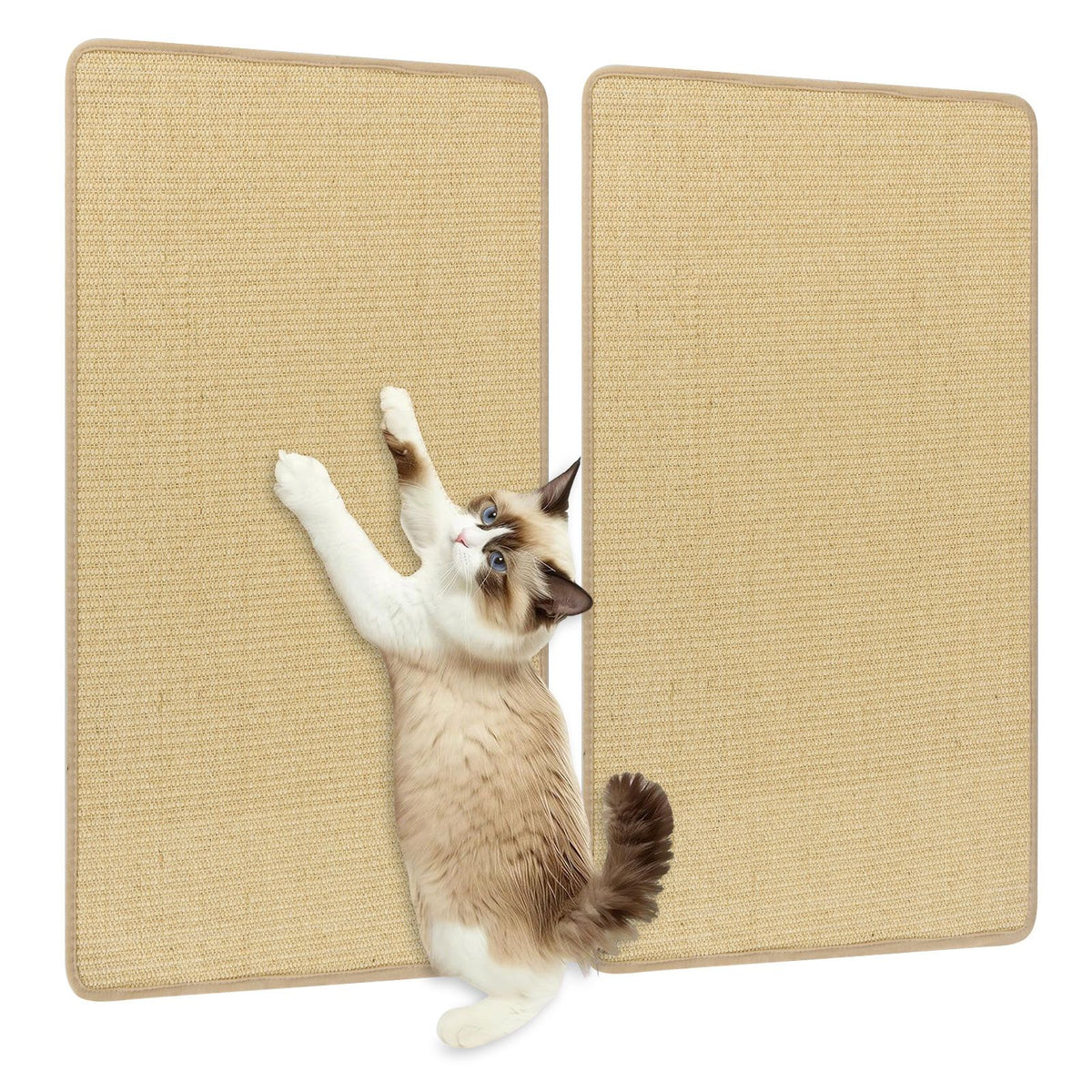 2-Piece Cat Scratcher Mat Set with Adhesive Hook Loop Tapes