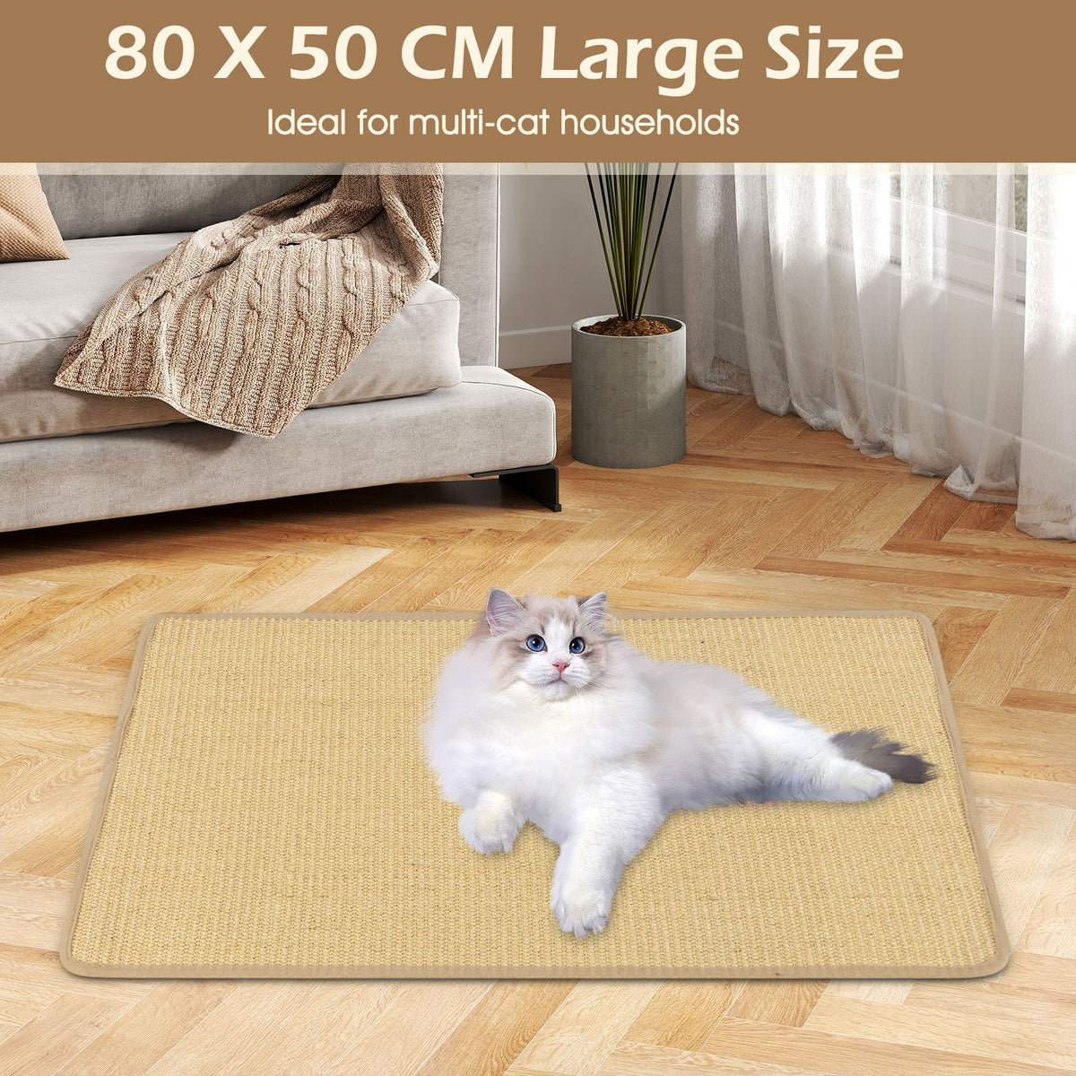2-Piece Cat Scratcher Mat Set with Adhesive Hook Loop Tapes