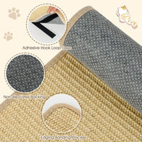 2-Piece Cat Scratcher Mat Set with Adhesive Hook Loop Tapes