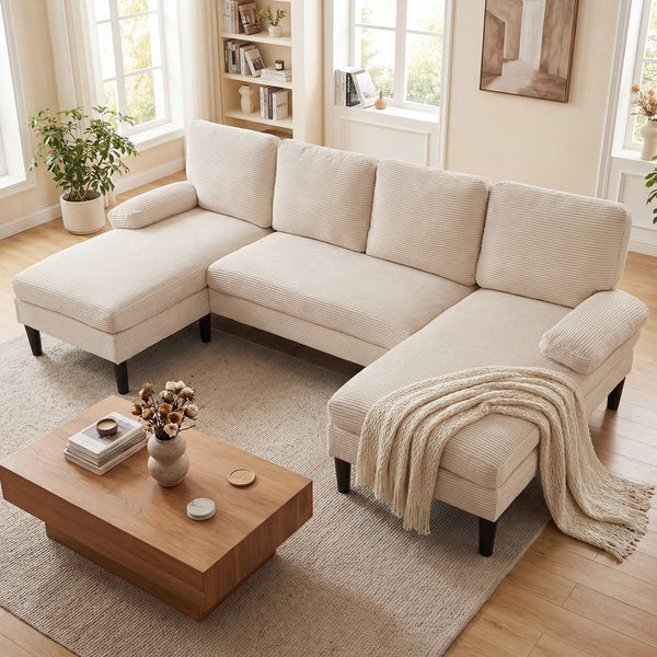 Sectional Couch for Living Room U-shaped Sofa with Double Chaise
