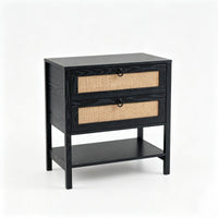 Set of 2 68 cm Rattan Nightstand with Open Storage Shelf for Living Room Bedroom