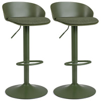 Set of 2 Adjustable Swivel Bar Stools with Back and Footrest