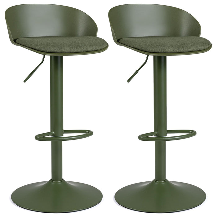 Set of 2 Adjustable Swivel Bar Stools with Back and Footrest